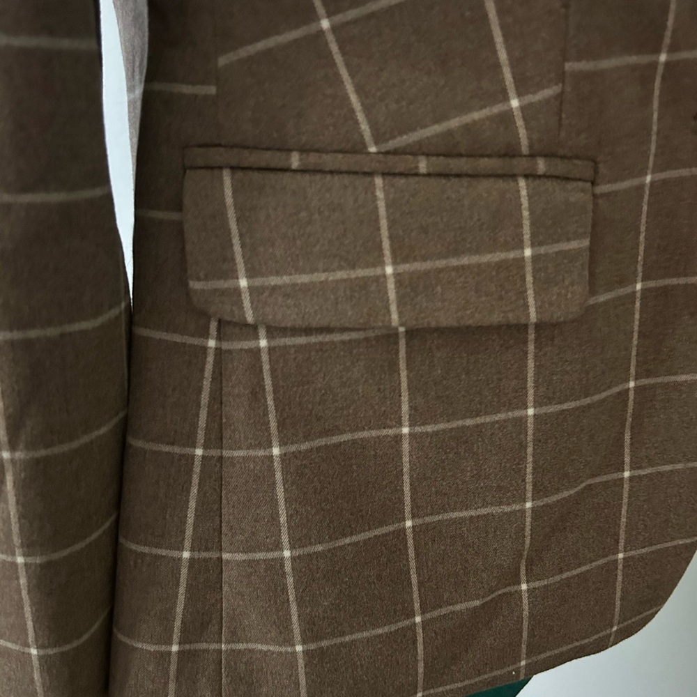 LOFT Brown Blazer with Windowpane Check - Picture 4 of 4
